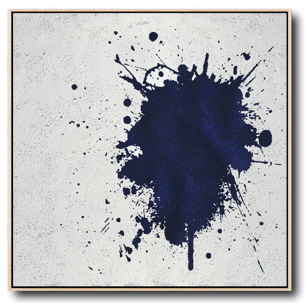 Minimalist Navy Blue And White Painting - Buy Paintings Online Large